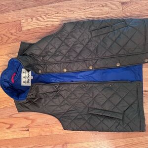 Barbour Quilted Reversible Vest in Black with Blue Lining